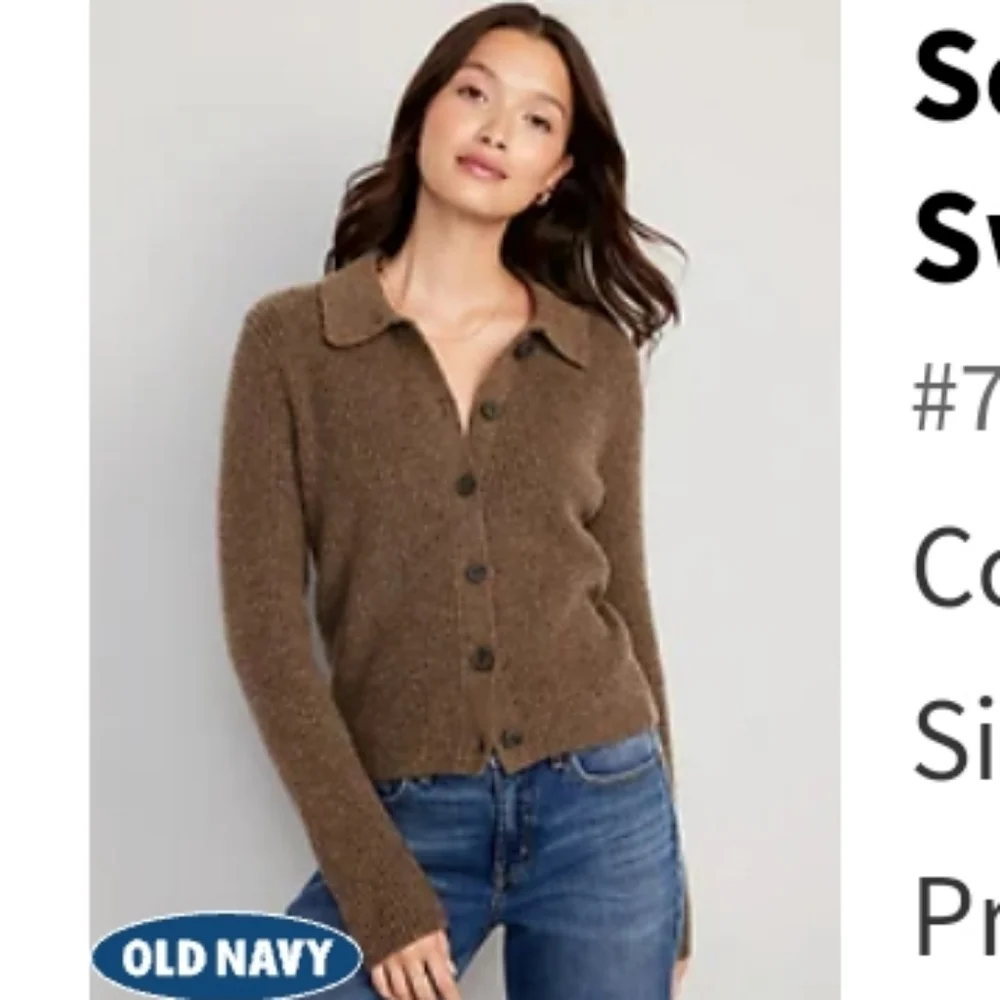 Old Navy SoSoft Minimal Collard Button Up Cardigan Sweater Brown Heather XL